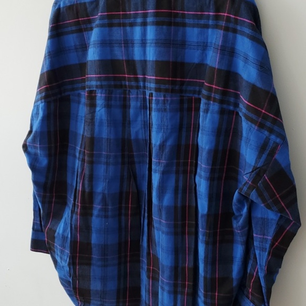 French Connection Blue Plaid Flannel Long Sleeve Button Up Shirt Womens NEW Sz - Picture 5 of 5